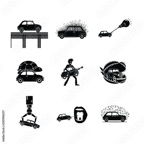 Music and Nature Car Silhouette Pack with Guitar and Venus Flytrap