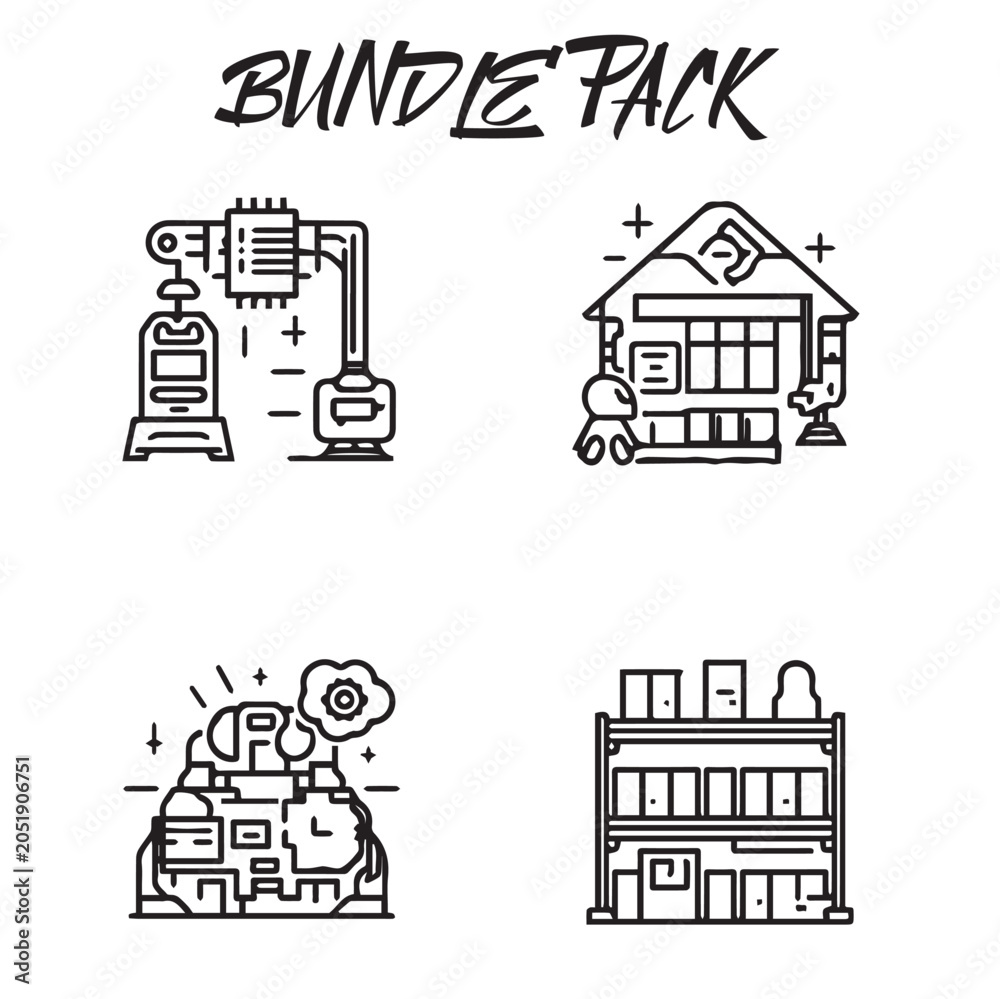 Fototapeta premium Creative Idea Innovation Lightbulb Icon Set – Thinking, Solution, Brainstorming Vector Bundle