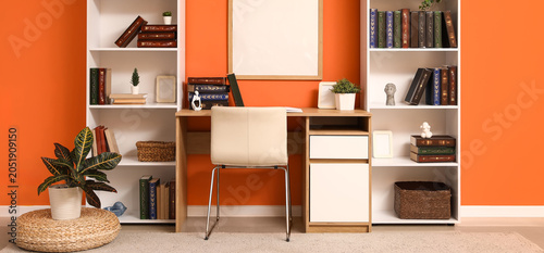 Interior of home library wi...