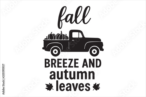 Pickup truck silhouette with pumpkins black on white background