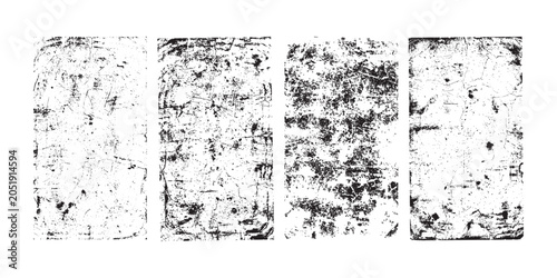 Set of four hand drawn grunge ink texture frames with rough distressed borders