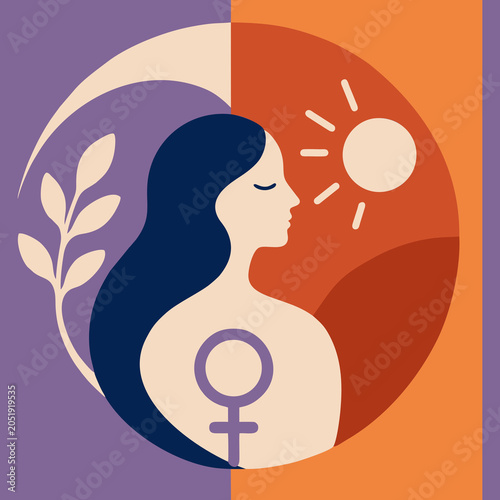 Purple and Orange Menopause Awareness Concept with Feminine Wellness Illustration