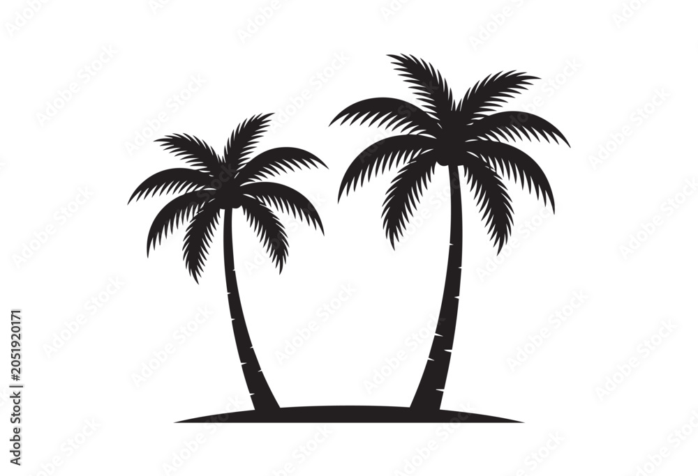 Fototapeta premium Minimal two palm tree silhouette. Two palm tree vector illustration.