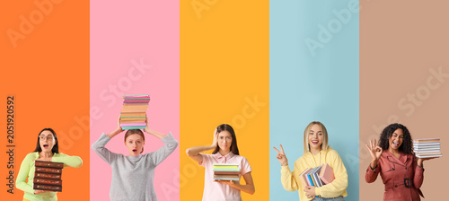 Diverse young women holding...