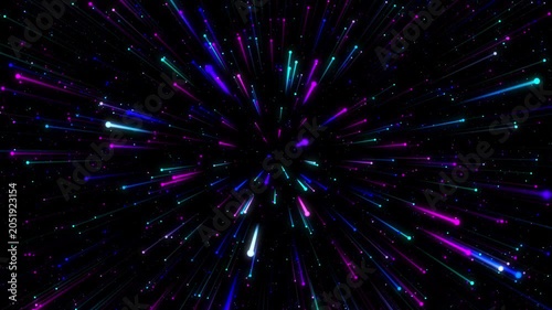 Abstract Futuristic Hyperspace Neon Light Speed Tunnel Background with Glowing Pink and Blue Particles Looped Video