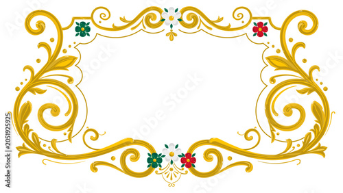 Foto Ornamental frame inspired by Argentine fileteado porteño, featuring floral motifs and elegant details
