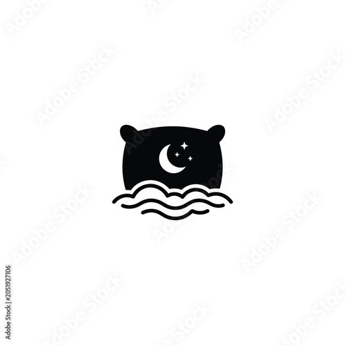 Foto Sleeping Pillow with Moon and Stars Silhouette on Clouds for Bedtime and Sweet D