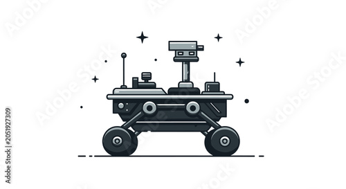 Robot with wheels and antennae device.