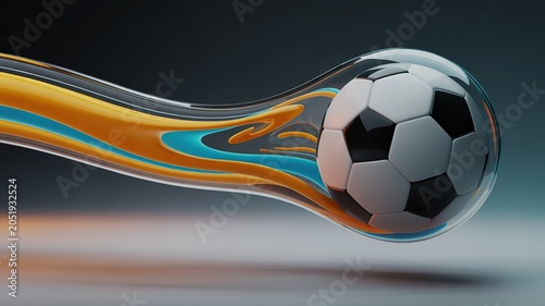 Dynamic Neon Lit Football World Cup Match Scene with Intense Player Action Vibrant Blue and Red Hues for Sports Broadcast Graphics Digital Content Creation