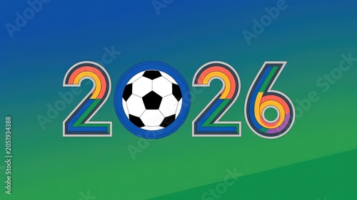 Vibrant Retro Style Football World Cup Themed Badge with Bold Red Blue Accents Ideal for Sports Event Promotions Social Media Graphics and Fan Merchandise