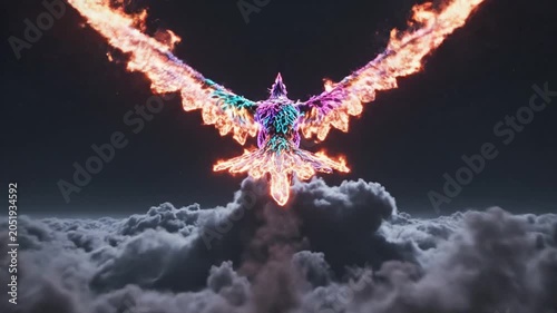 Mythical Phoenix Rising from Flames.