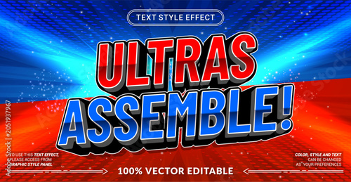 Editable “Ultras Assemble” text effect featuring bold supporter typography, strong 3D lettering, and energetic fan-inspired styling for sports and community themes.