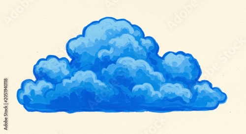 Cartoon cloud illustration blue cumulus on off white background