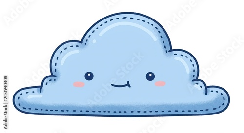 Cartoon cloud illustration sky element with cute face and smiling expression