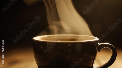 Steaming Coffee Cup Close Up