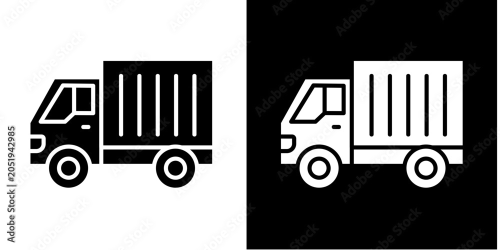 Fototapeta premium Delivery Truck Icon Set White Glyph Style Collection