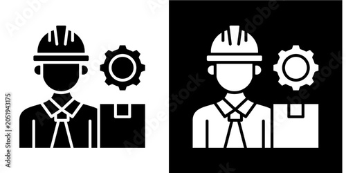 Industrial Manager  Icon Set White Glyph Style Collection