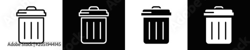 Konstfotografi Dustbin Icon Set White And Black Background Style