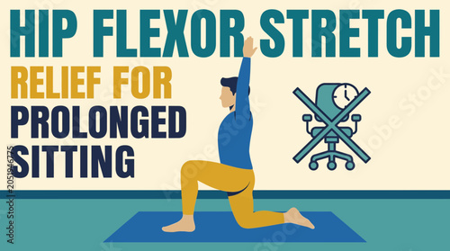 Schilderij op canvas Hip Flexor Stretch for Prolonged Sitting Relief