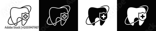 Fotografija Dentistry Icon Set White And Black Background Style