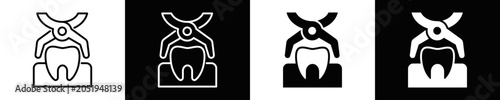 Foto Tooth Extraction Icon Set White And Black Background Style