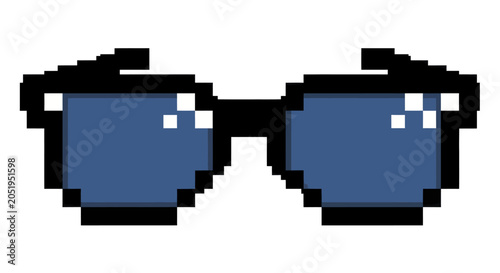 Pixelated Sunglasses Icon with Blue Lenses.