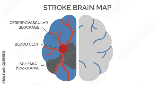 Photos Stroke Brain Ischemia Blood Clot Cerebrovascular Blockage Map