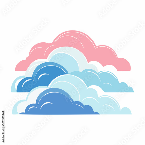 Stylized Clouds in Pink and Blue