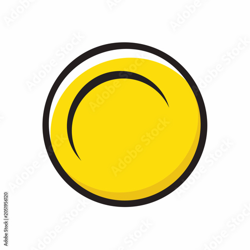 Yellow Circle with Black Outline and Shadow