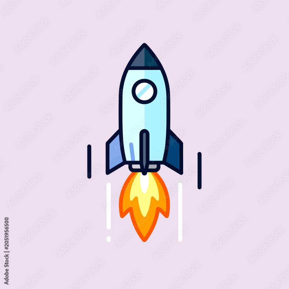 Fototapeta premium A stylized illustration of a rocket ship launching into space