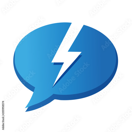 Blue speech bubble with white lightning bolt icon