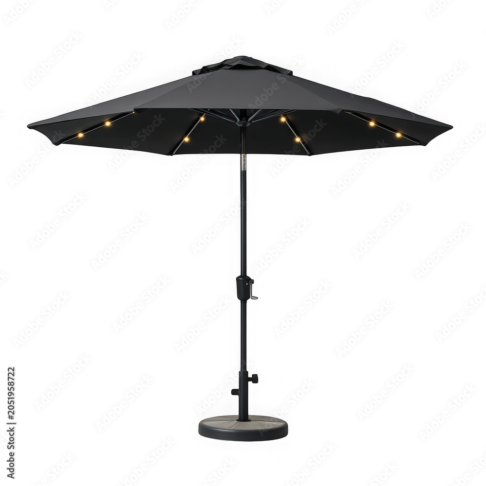 Obraz premium Black patio umbrella standing open outdoors