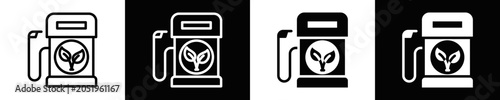 Bild auf Leinwand Ecofuel Icon Set White And Black Background Style
