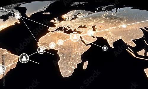Global Network Connections Illuminating Earth at Night with Dynamic Light Trails