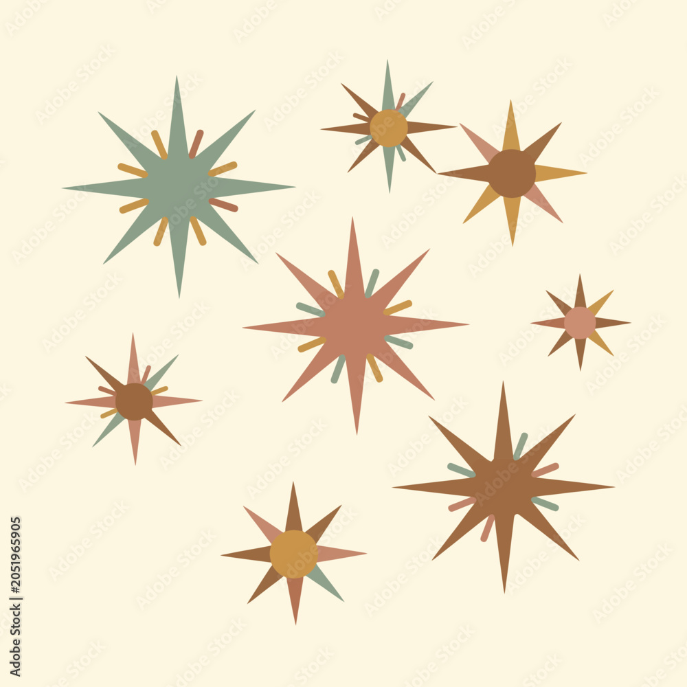 Obraz premium A collection of colorful star shapes on a light background