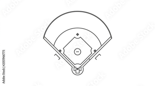 Schilderij op canvas Baseball Field Diagram Outline Top View.