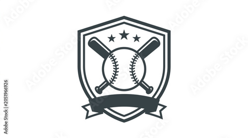 Konstfotografi Baseball Emblem with Crossed Bats and Stars.
