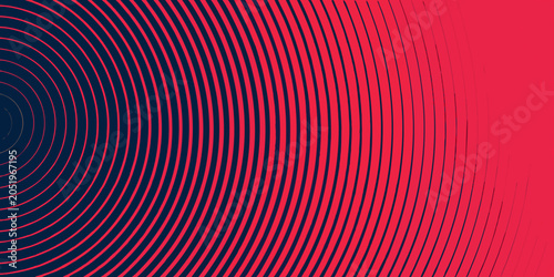 Concentric lines and radiating stripes pattern a modern vector graphic with a red and navy color scheme