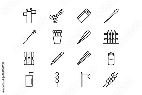 Canvas-taulu Flag, Brush, and Art Supplies Vector Symbols for Education Materials
