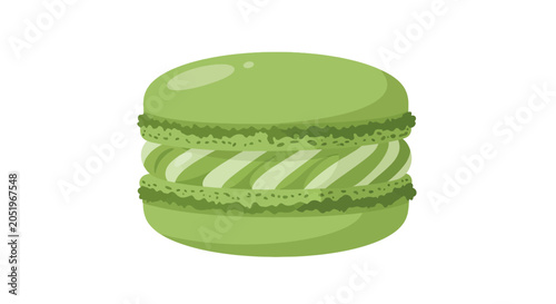 Green matcha macaron illustration isolated on white background