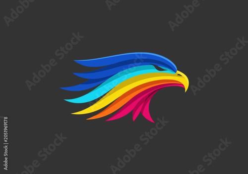 Fotografía Vibrant Abstract Eagle Head Logo Design - Colorful Bird of Prey Mascot Illustrat
