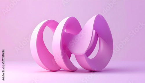 Abstract Pink Swirl Sculpture on Pastel Background.