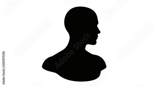 Black Silhouette of a Person's Head and Shoulders in Profile View