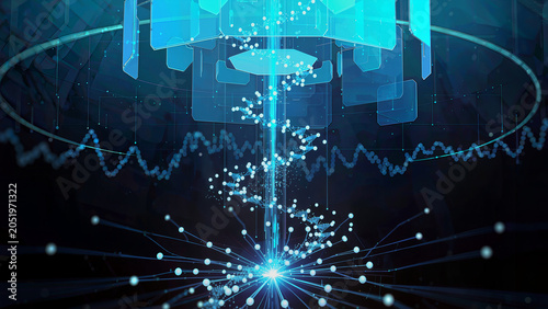 Abstract AI digital network flow, intelligent data transmission, glowing neural connections, futuristic information pathways, cyber technology atmosphere