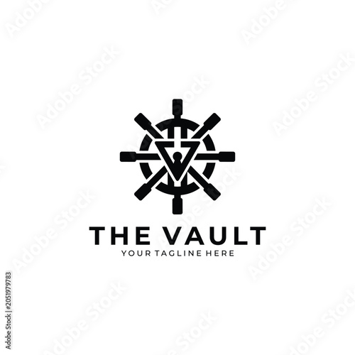 The Vault Security Logo with Safe Lock and Shield Emblem