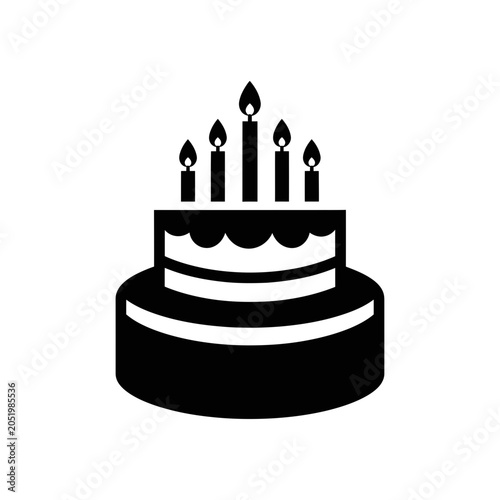 Bilde på lerret Birthday Cake Icon with Candles - Celebration and Party Symbol