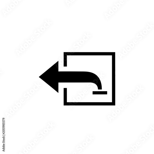 Black Arrow Icon Leaving a Square Box, Exit Symbol, Vector Graphic