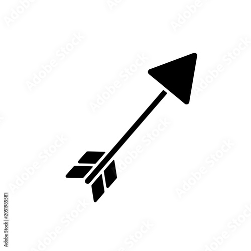 Black Arrow Icon on White Background, Vector Illustration