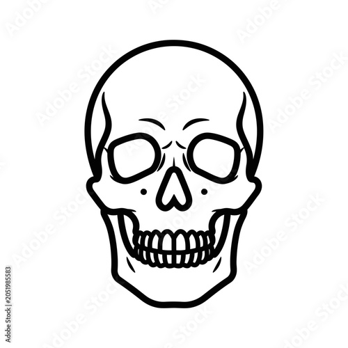 Black and White Skull Icon Vector Illustration