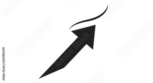 Black Arrow Pointing Upwards with Curve - Growth and Progress Concept